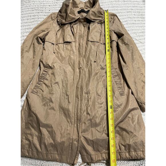 Elie Tahari Utility Parka Jacket Drawstring Hood Bottom Womens Sz 2 Metallic Tan - Picture 3 of 14